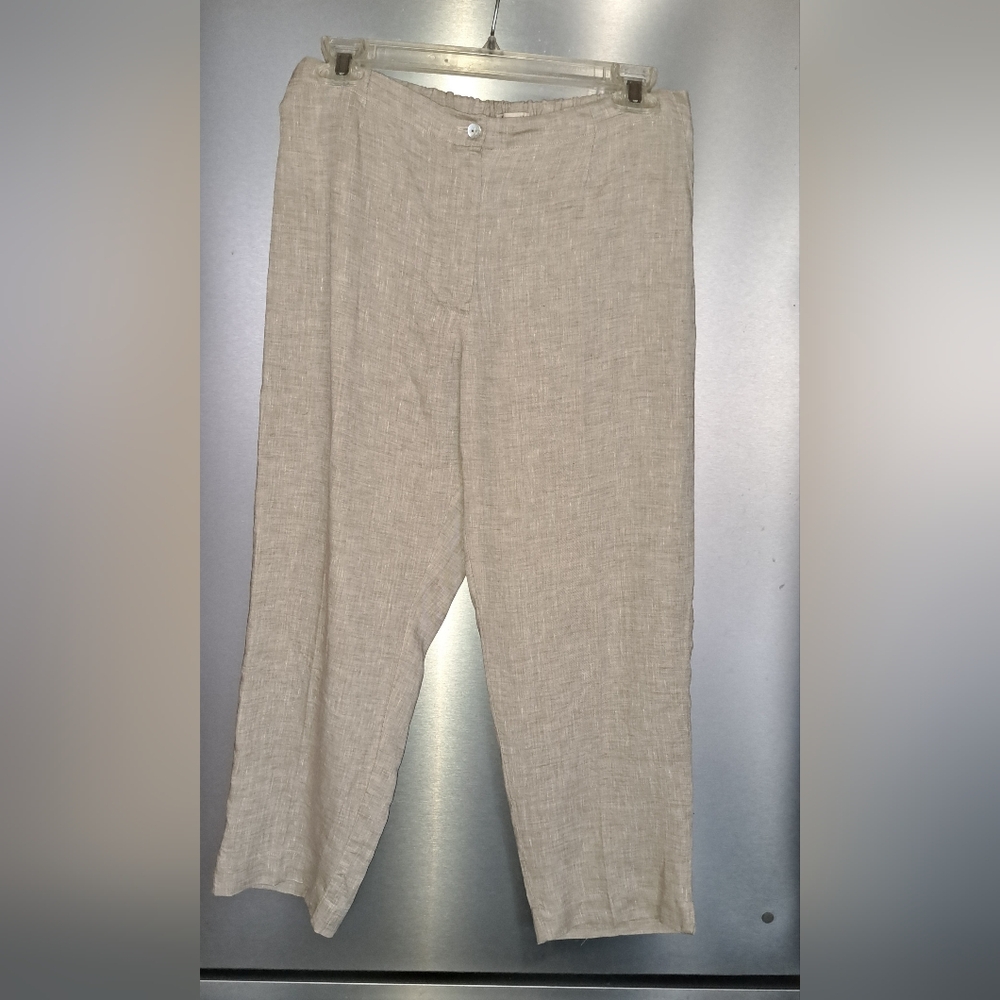 Made In Italy 100% Linen  Cropped Pant Inner Drawstring Natural Quite Luxury Med